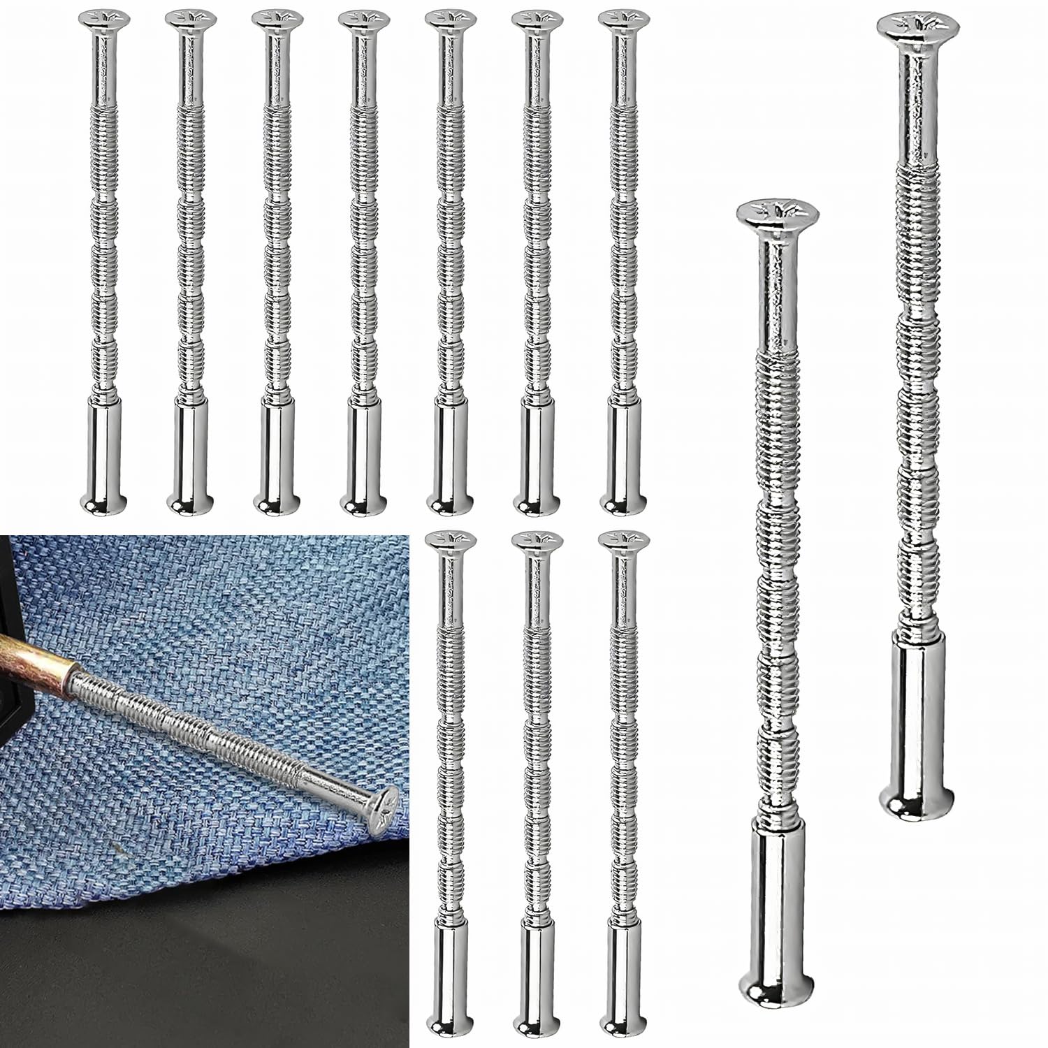 Viti Montaggio M4 Manicotto Acciaio Nichelato 60 Pezzi Kit 60 Viti Di Montaggio M4 Per Mobili - Acciaio Nichelato Rivetti Per Cuoio - Foto 4