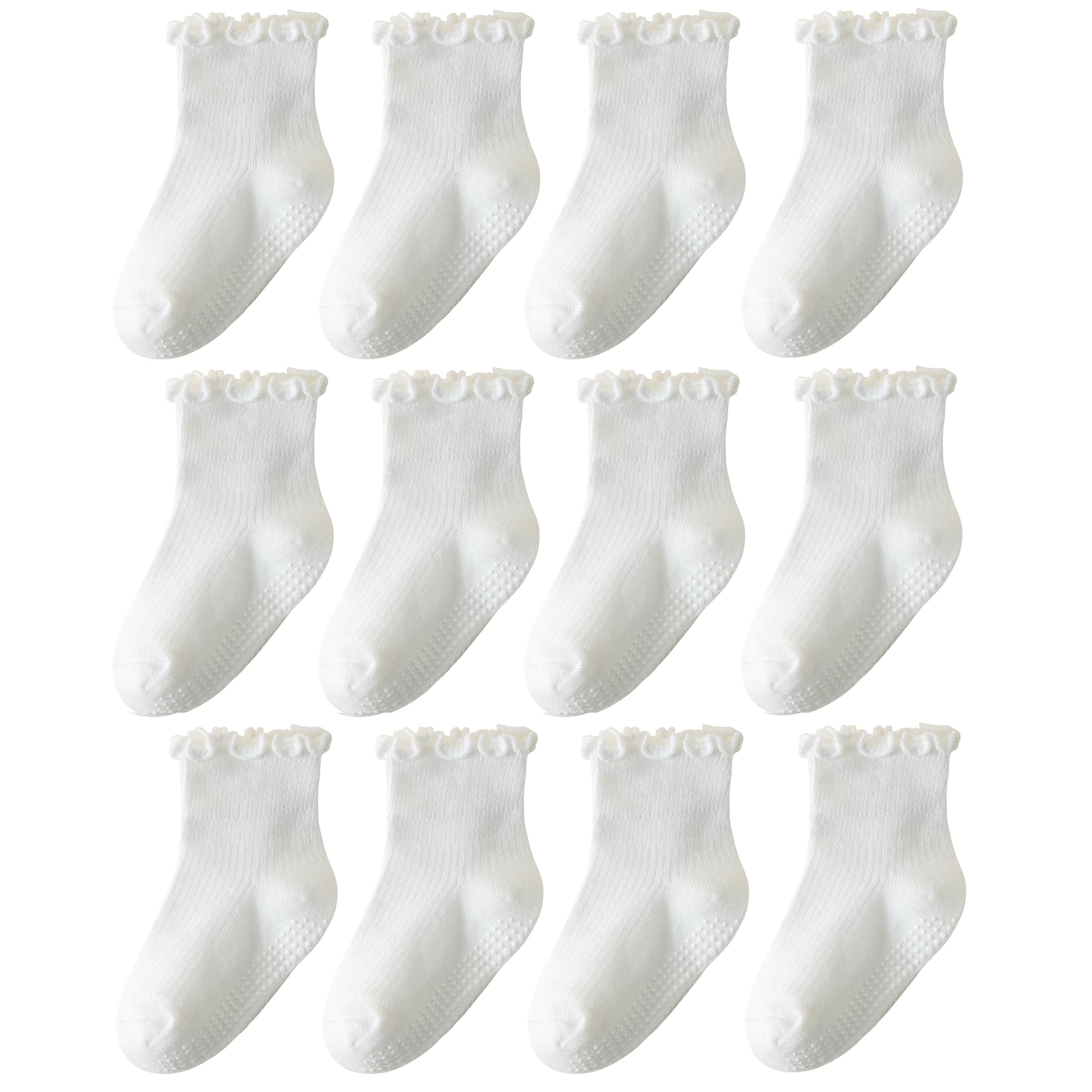 ANYANIME Toddler Socks Ruffle for Girls Baby Grip Socks Non Slip Cute Frill