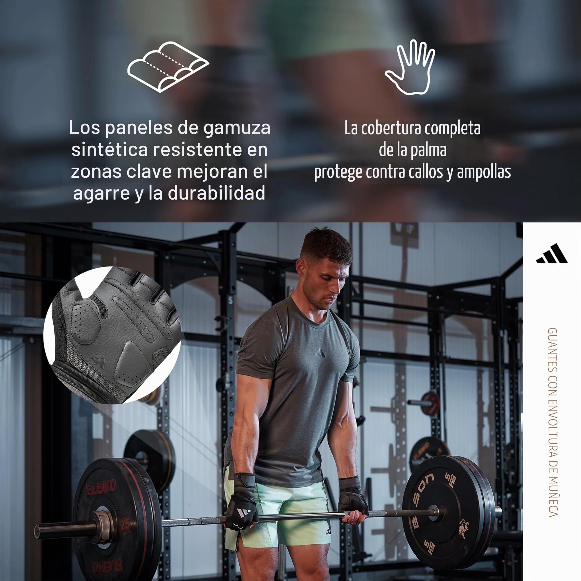 Adidas Wrist Wrap - Guantes de Entrenamiento con Doble Soporte para la muñeca en Cinco tamaños