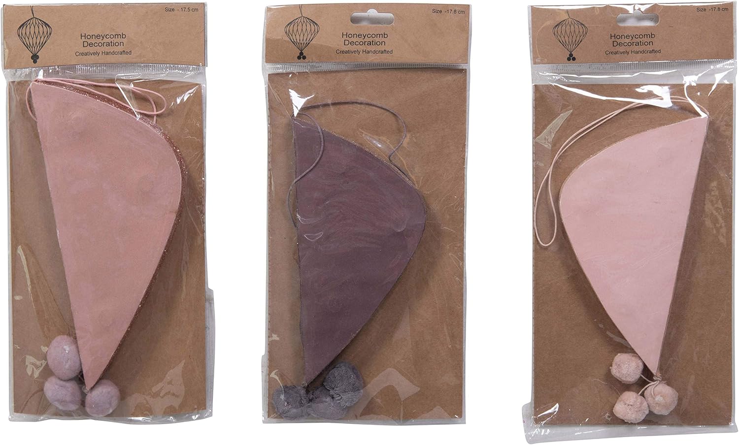 Creative Co-Op Paper Poms (Set of 3) Ornament Set, Multi, 3