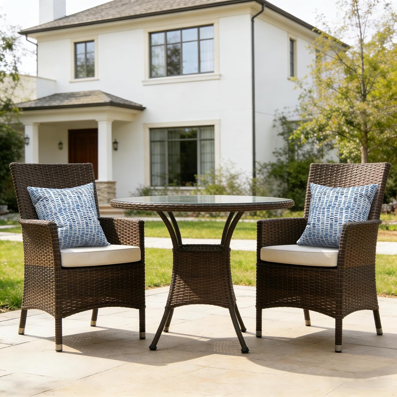 LVTXIII Outdoor/Indoor Throw Pillows, Decorative Throw Pillows with Inserts, 18"x18" Square Pillows for Bed, Couch, Sofa and Patio Furniture (Set of 2, Pebble Blue)