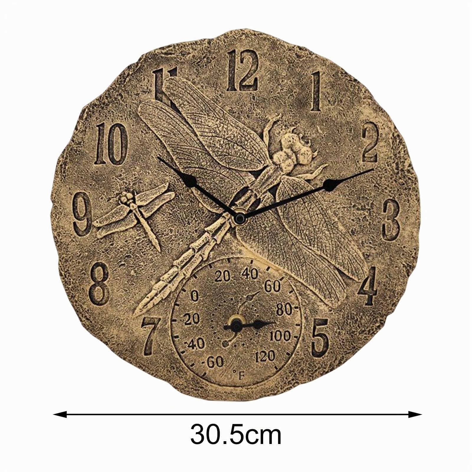 SM SunniMix 30.5cm Horloge Murale Étanche Intérieur Extérieur Température Affichage Quartz Montres Suspendues Horloges Rondes pour La Salon Pelouse