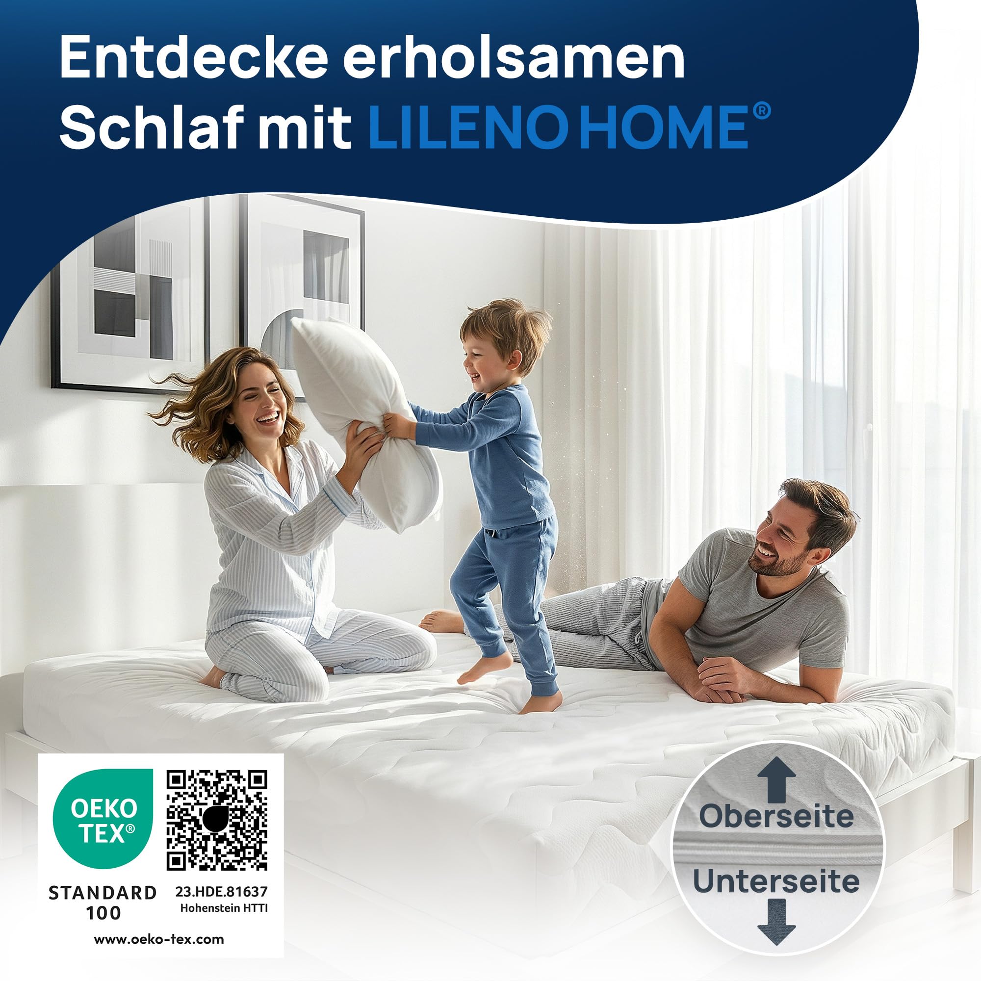LILENO HOME Matratzenbezug 100x200 cm Reißverschluss - waschbarer Matratzenschoner aus Microfaser ideal für Allergiker - extra weicher Schonbezug für Matratzen (rundum) Höhe 20-22 cm
