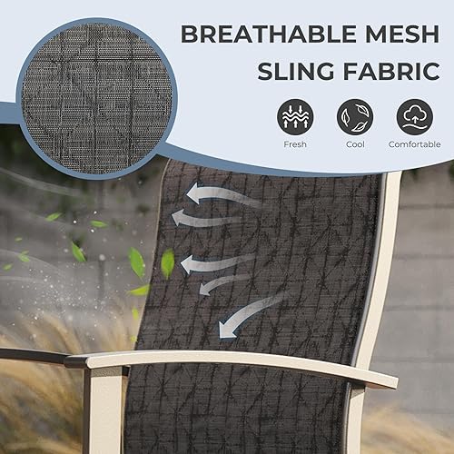 Miniatura 5 de Grand patio Juego de 2 taburetes de bar giratorios para exteriores con respaldo de brazos para porche, balcón, piscina, terraza