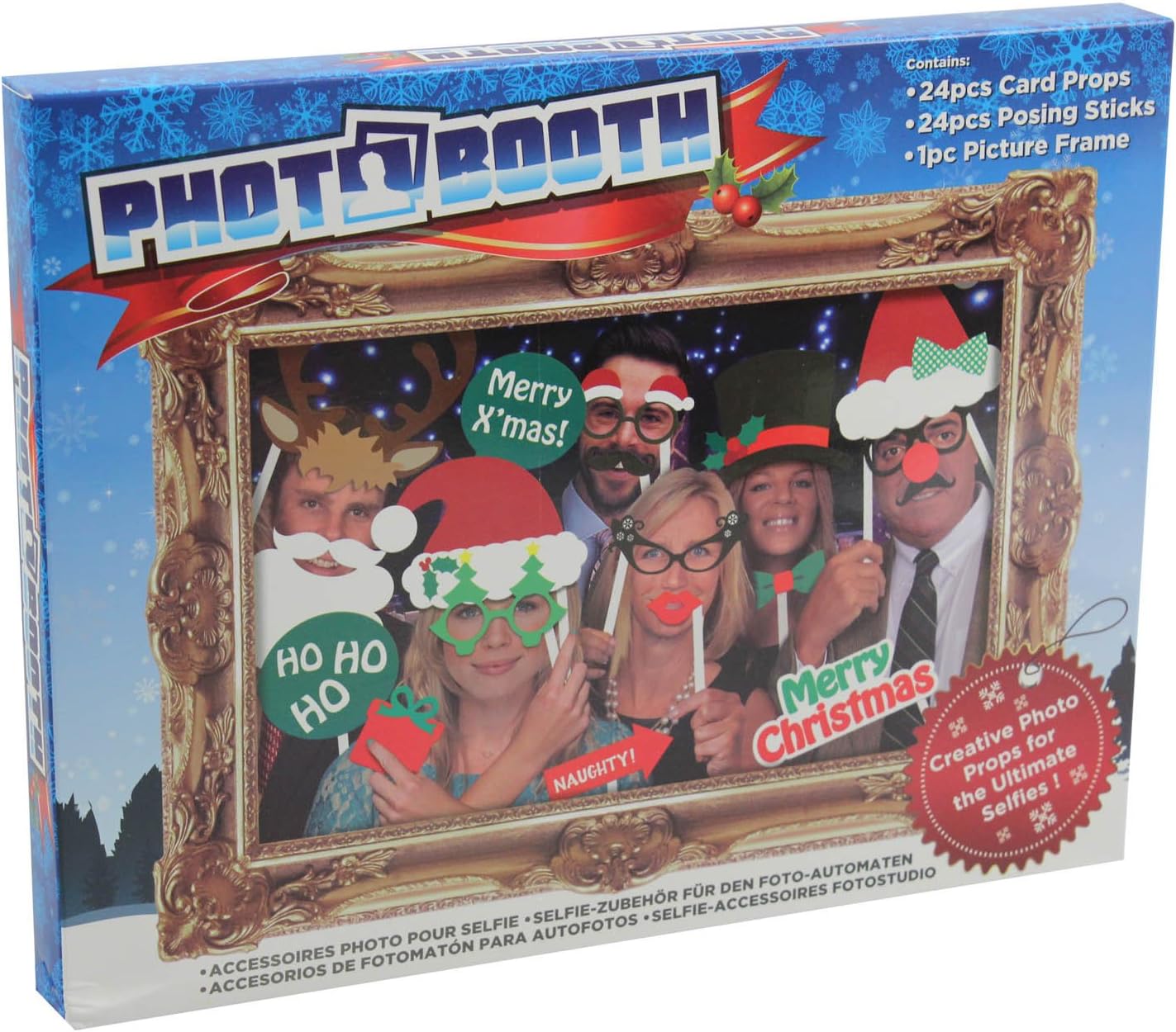 PMS 25PC PHOTO BOOTH SELFIE PROPS W/PICTURE FRAME - XMAS PAR
