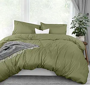 Utopia Bedding Duvet Cover Queen Size Set - 1 Duvet Cover with 2 Pillow Shams - 3 Pieces Comforter Cover with Zipper Closure - Ultra Soft Brushed Microfiber, 90 X 90 Inches (Queen, Olive)