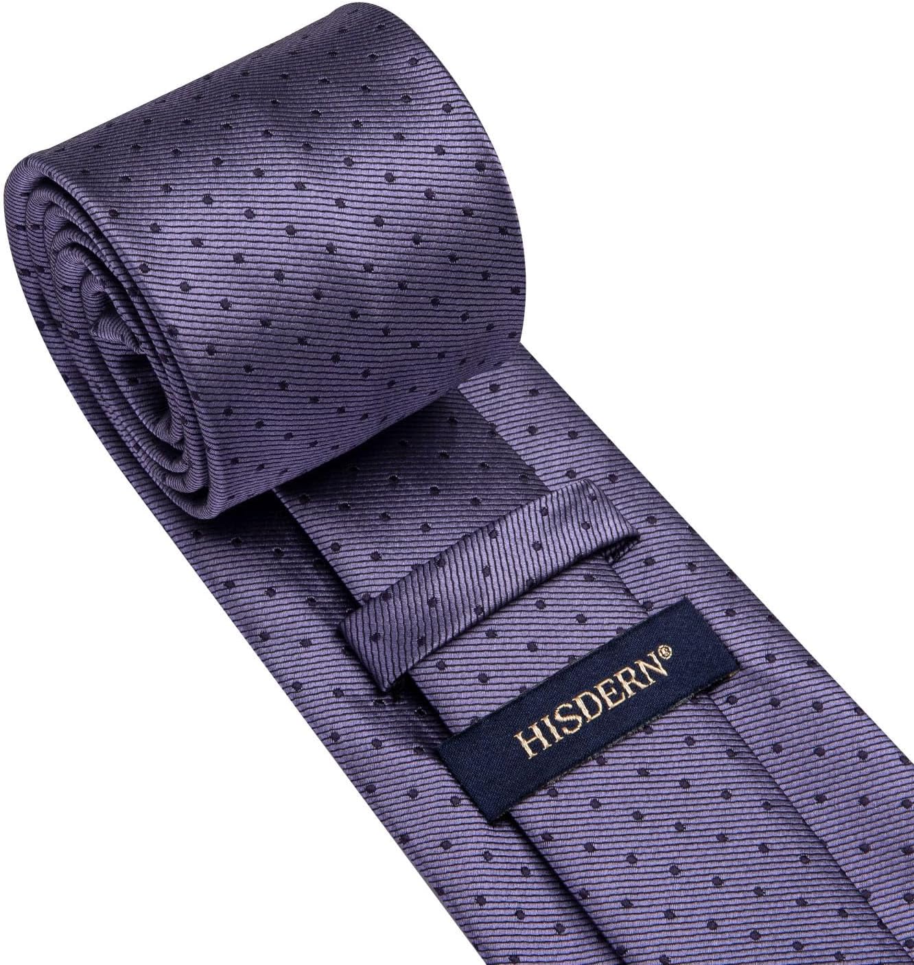 HISDERN Ties for Men Plaid Checkered Tie with Pocket Square Woven Business Formal Necktie Handkerchief Set Wedding Party - Image 3