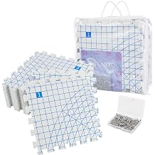 LAMXD Knitting Blocking Mat - Extra Thick Block Board with Grid and 200 T-Pins for Needlework and Crochet - 9 Pack