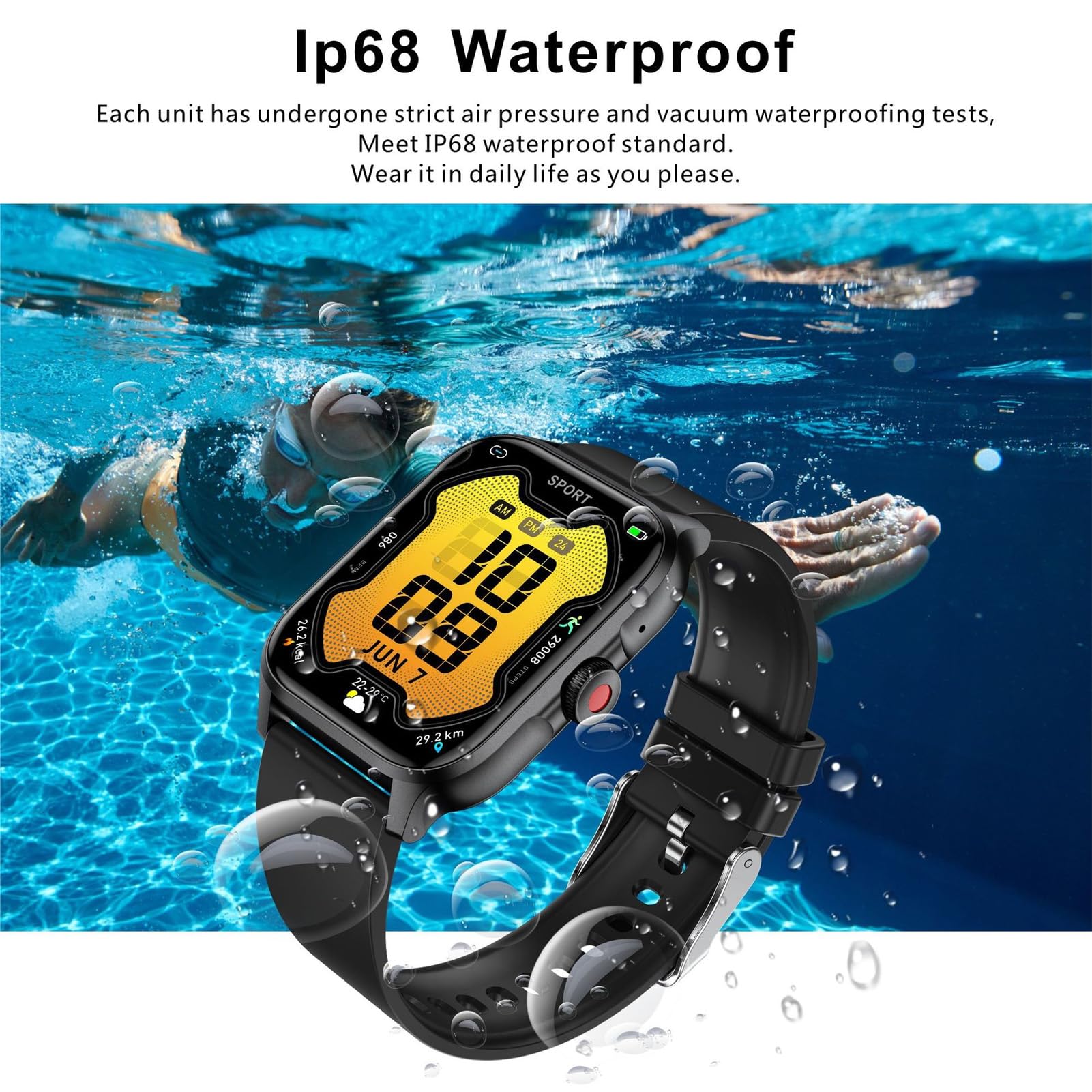 Smartwatch Fitness, QX15 Smartwatch Touch Screen a Colori da 1,85'' per Uomo Donna, Smartwatch Tracker Attività Monitoraggio del Sonno Impermeabile IP68 con APP, Durata Batteria