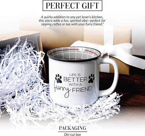 Miniatura 3 de Pavilion Gift Company - Life Is Better With A Furry Friend - Taza de café de 18 onzas para gatito, cachorro, felino, K-9, gato, perro, amante,