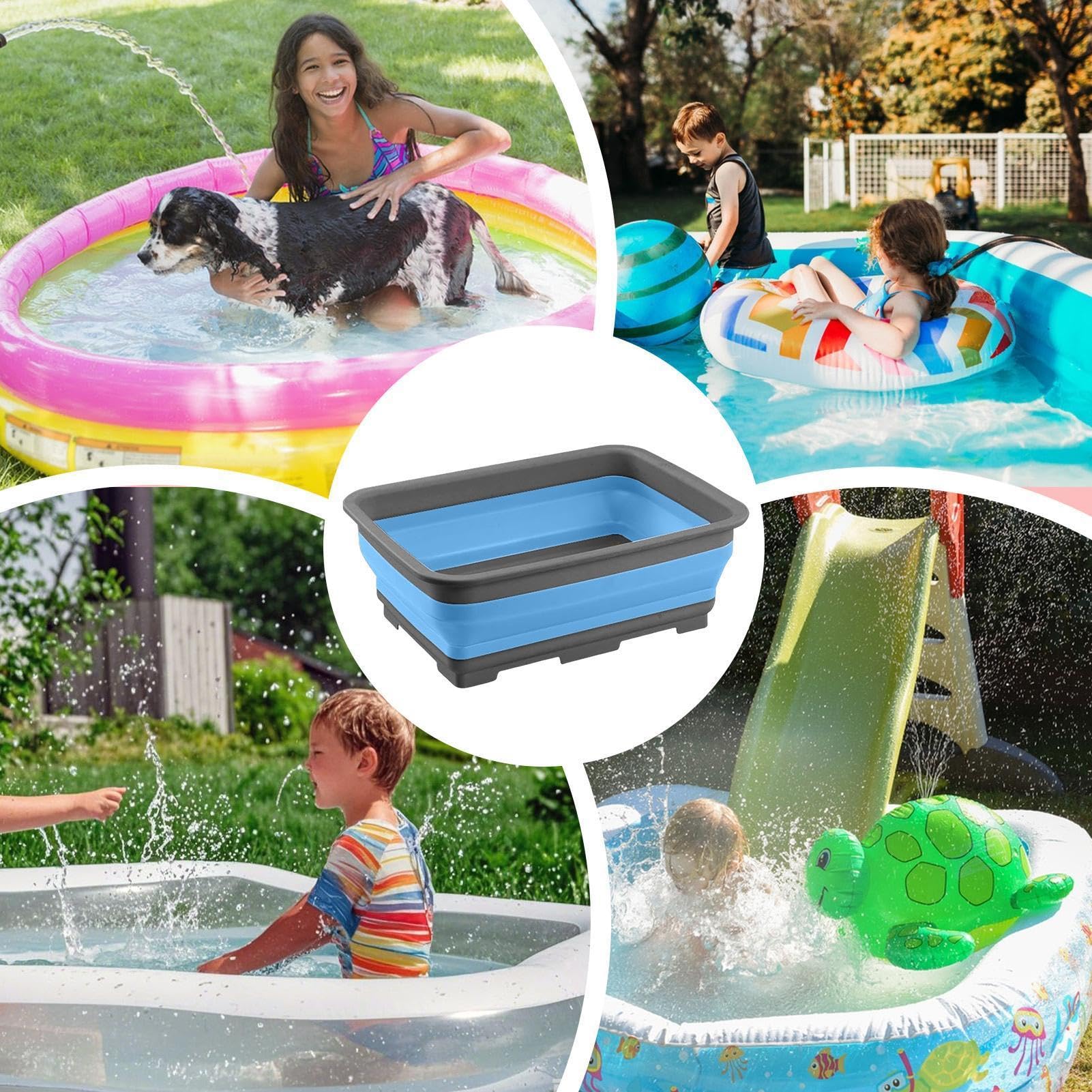 PoolFußbad, PoolFußwanne, Faltbare Fußbecken, Rutschfestes FußReinigungsbecken, Fußwanne für Poolleiter, Poolzubehör für Schwimmbecken/Whirlpools/Aufstellpools, PoolSauber Halten