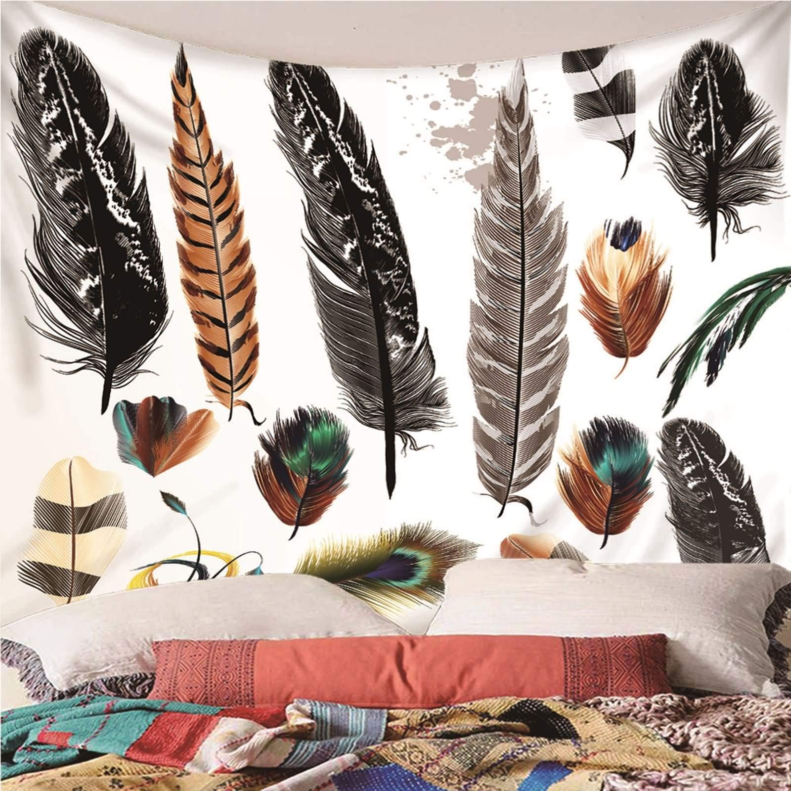 Tapiz Sofa,(260x240CM) Tapiz Pared Salon Multicolor Tapiz Poliéster Plumas
