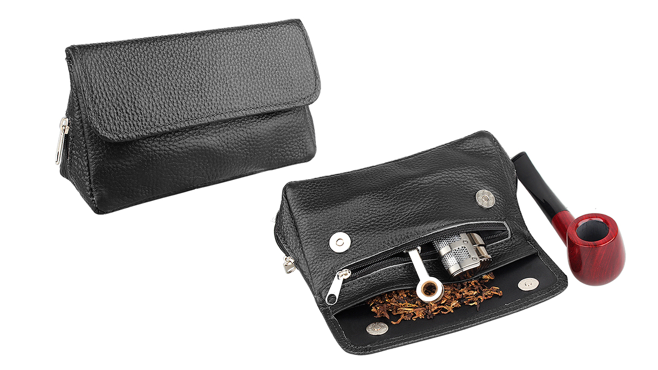 Amazon.com: FIREDOG Leather Smoking Pipe Bag Pouch Case for 2 Pipes (Black)  : Health & Household