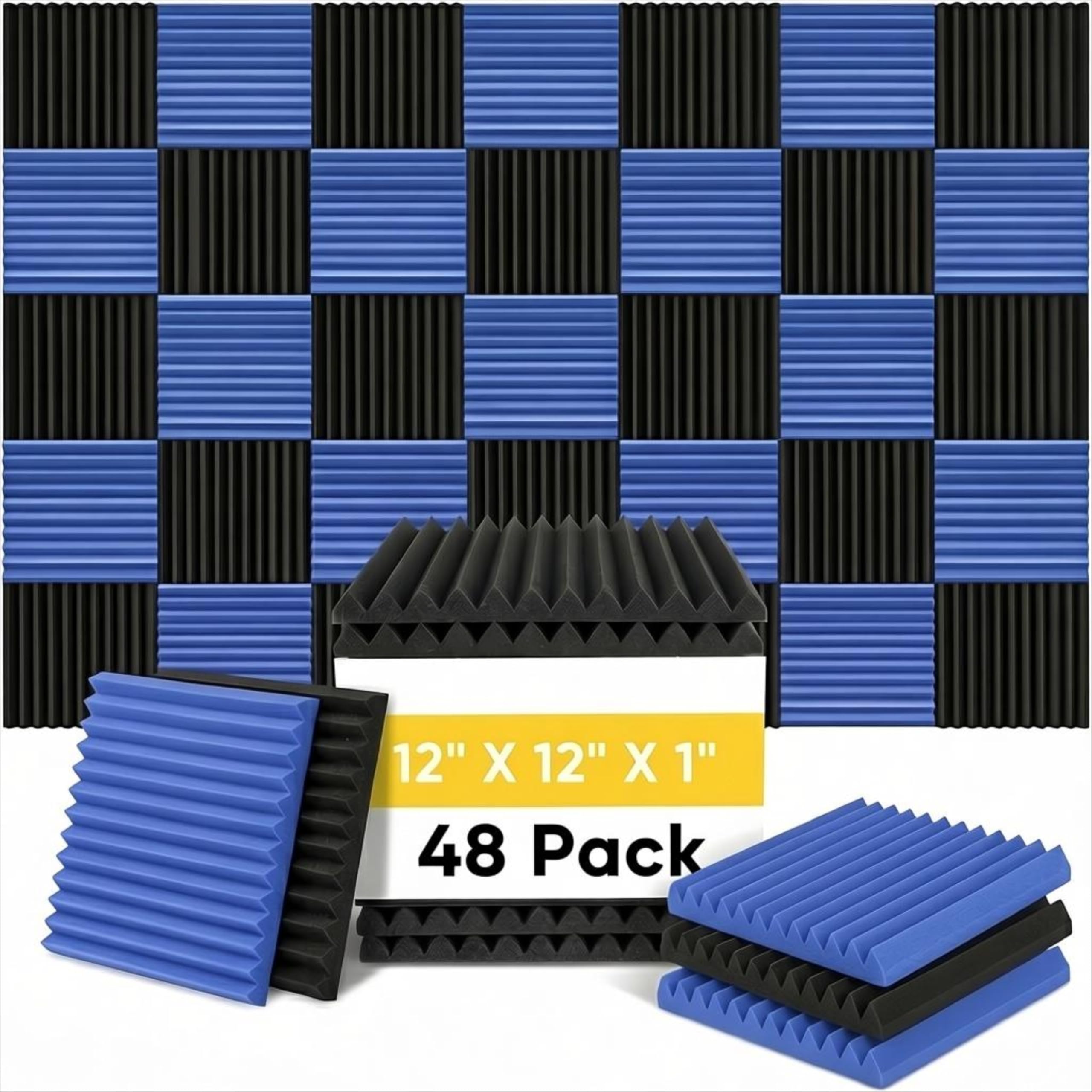 50 Pack Black 12 "X 12 "X1" Acoustic Panels Studio Soundproofing Foam Wedge Tiles(Accompanied By Double-Sided Adhesive Tape) — Amazon image 11
