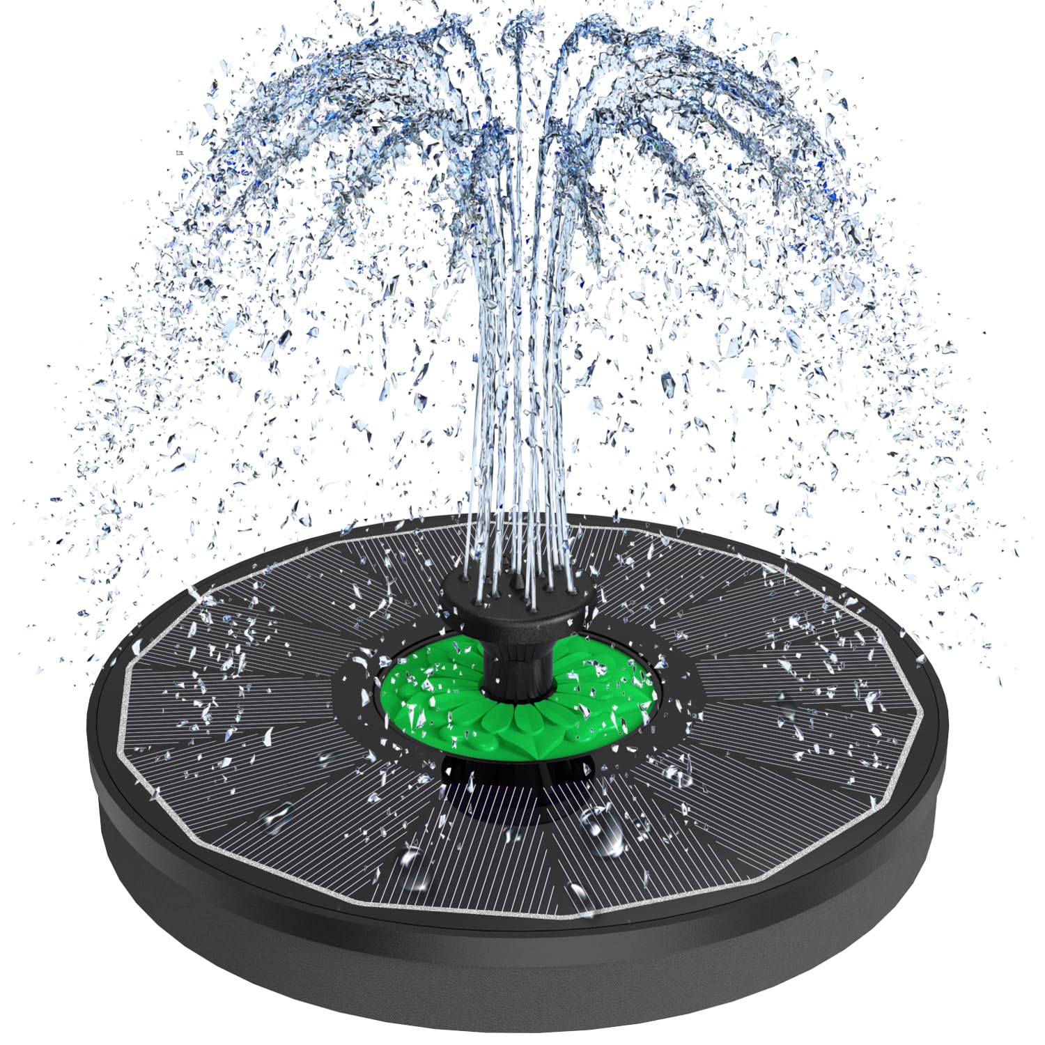 SZMP Solar Springbrunnen für Außen 2026 Neue, 3.5W Glas Solar Teichpumpe mit 8 Düsen & 4 Fixe Rohre Solar Wasserpumpe Solar schwimmender Fontäne Pumpe für Gartenteich Oder Springbrunnen Vogel-Bad