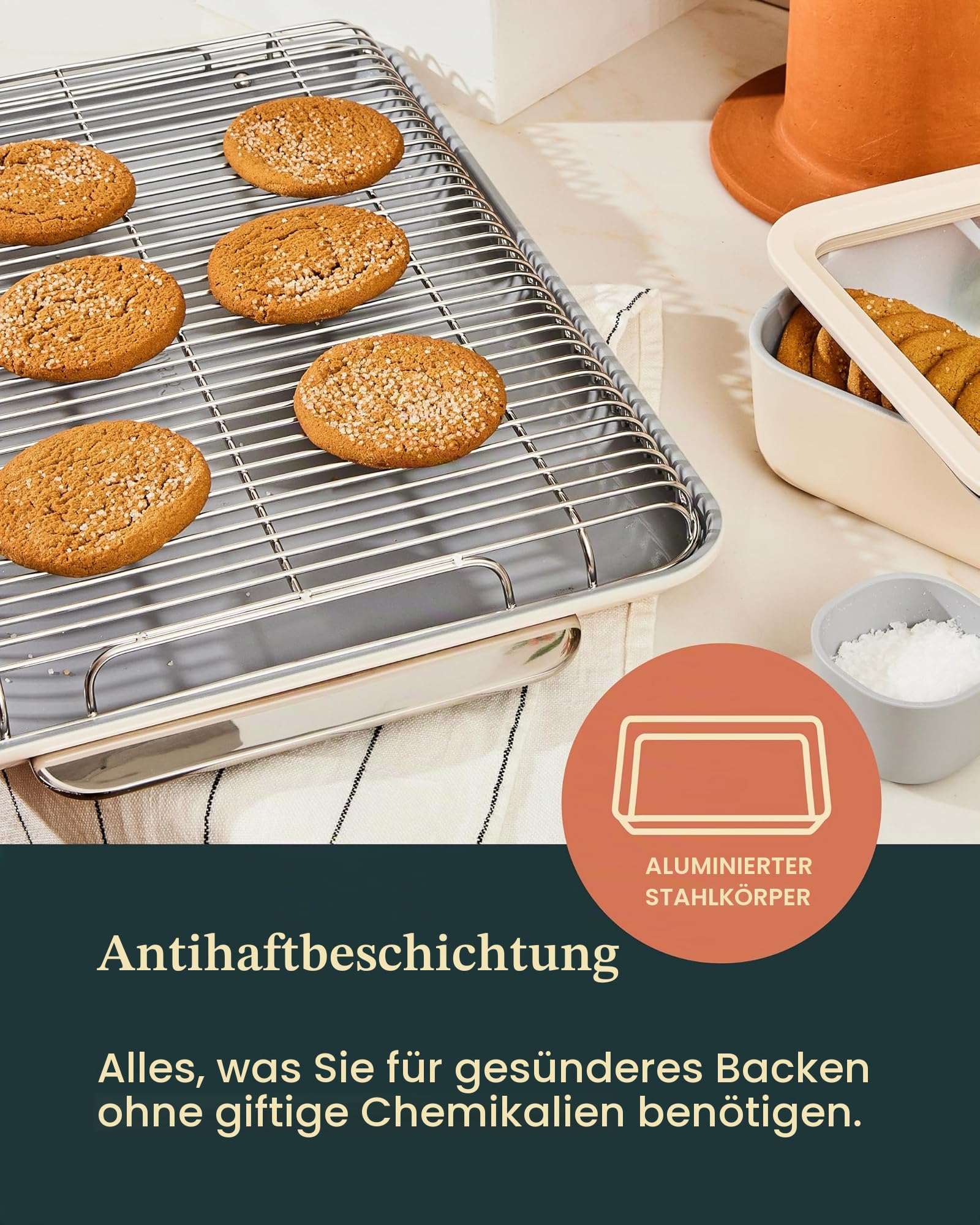 Caraway Antihaft-Keramik-Backformen-Set (11-teilig) – Backbleche, sortierte Backformen, Kühlgitter und Aufbewahrung – aluminisierter Stahlkörper – ungiftig, PTFE- und PFOA-frei – Schwarz