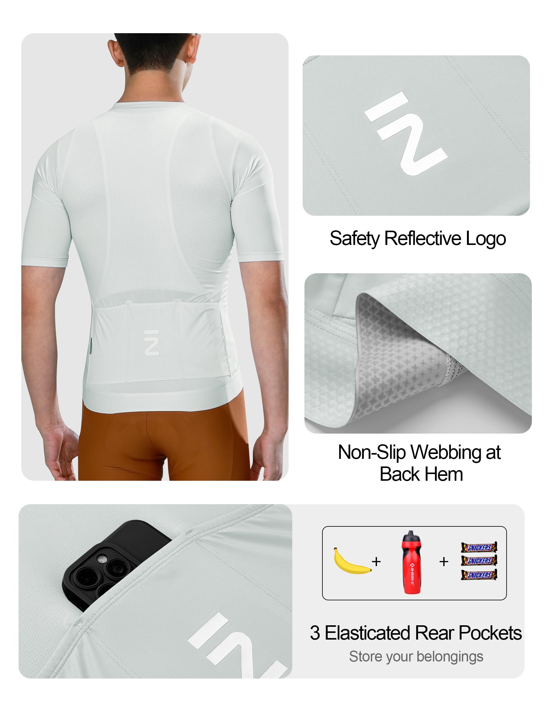 INBIKE Maillot Ciclismo Hombre Manga Corta con 3 Bolsillos Transpirable UV-Protect Race-Fit