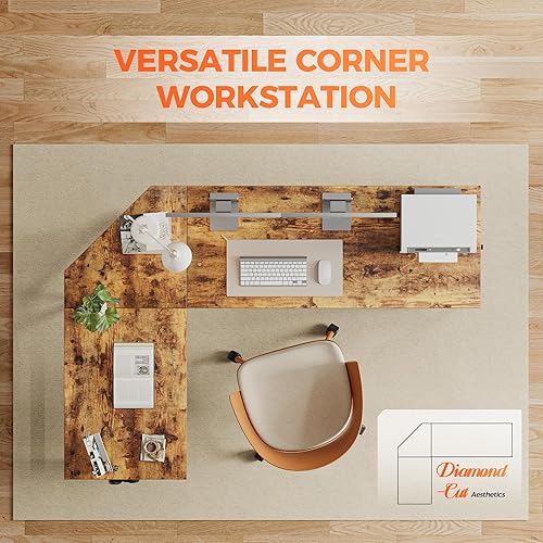 Miniatura 3 de Mericonia - Escritorio grande de 59 pulgadas en forma de L, escritorio de esquina simple para juegos con soporte para CPU y ganchos, escritorio de