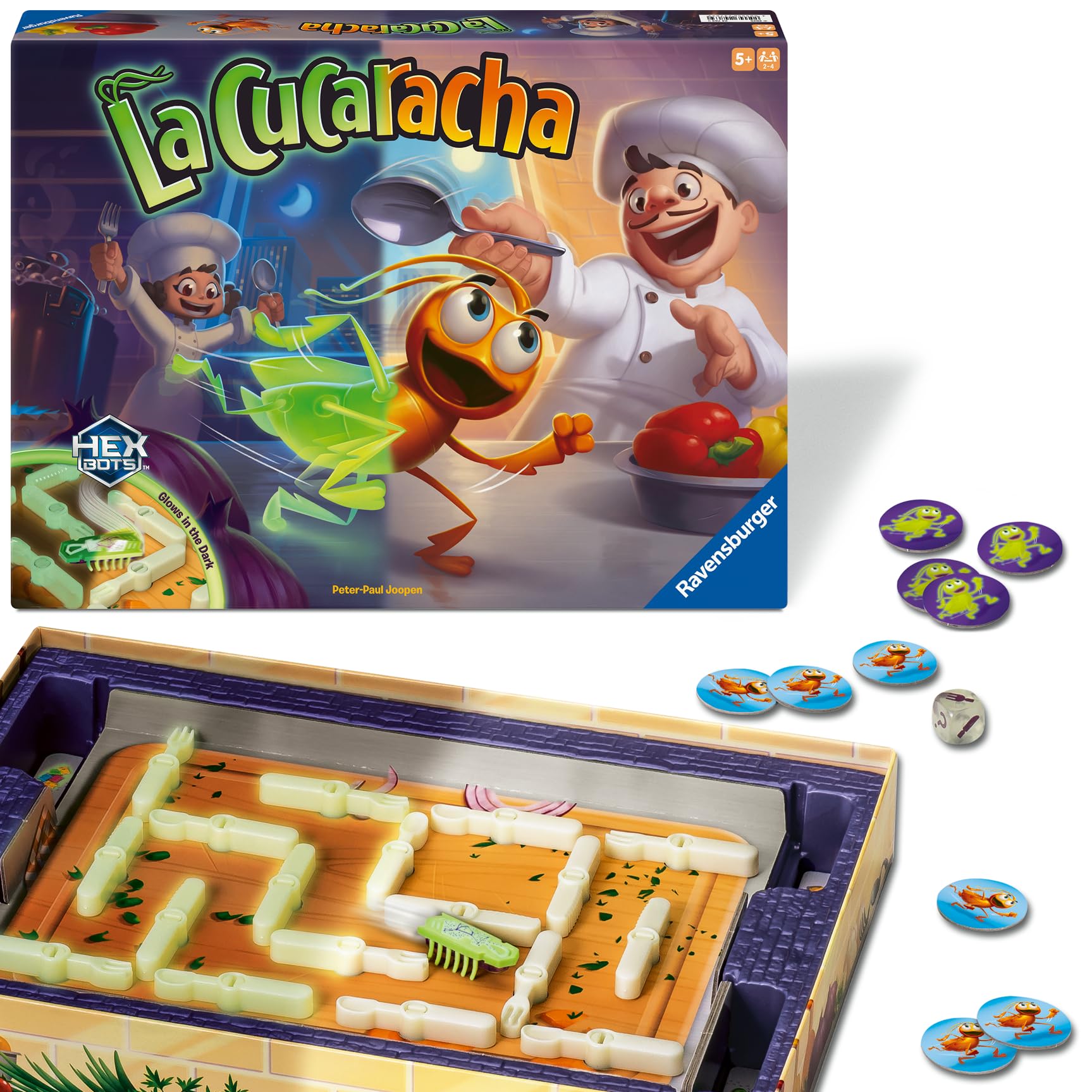 Ravensburger 24764 La Cucaracha - Glow in the Dark - Action Game with Electronic Cockroach for Young and Old from 5 Years, for 2-4 People