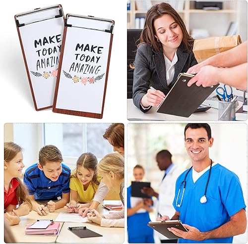 Miniatura 6 de Mini portapapeles pequeño Portapapeles de madera de media página Portapapeles de madera para niños, portapapeles para restaurante, escuela,