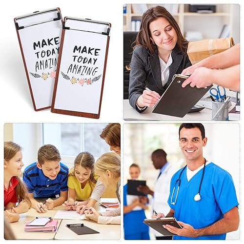 Miniatura 6 de Mini portapapeles pequeño Portapapeles de madera de media página Portapapeles de madera para niños, portapapeles para restaurante, escuela,