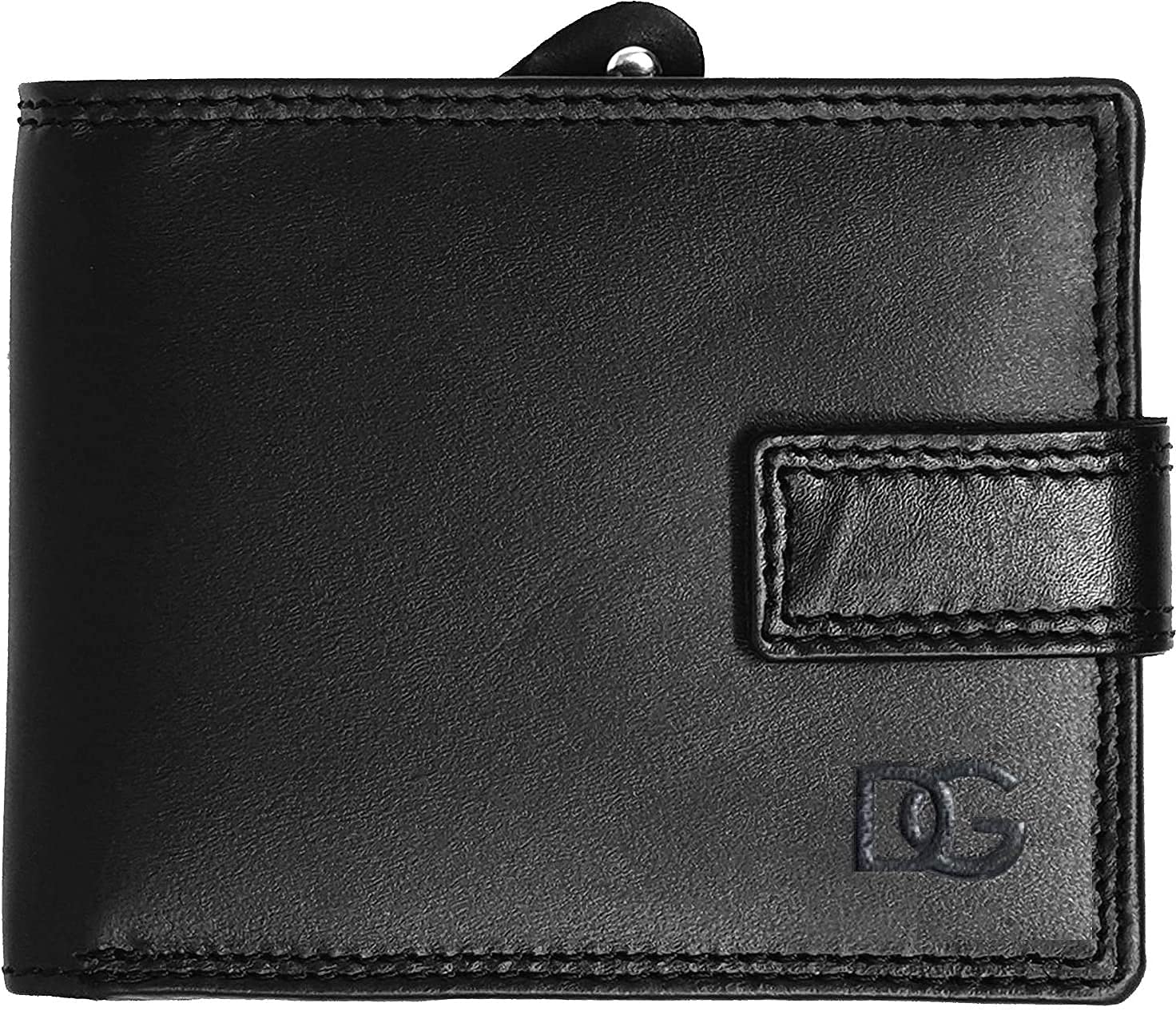 DG STUDIO Designer Men's Genuine Leather Wallet Black RFID Blocking Bifold Flip Men Wallets Card Holder Purse ID Window Coin Zipper Pocket with Gift Box (Celebrity Black)