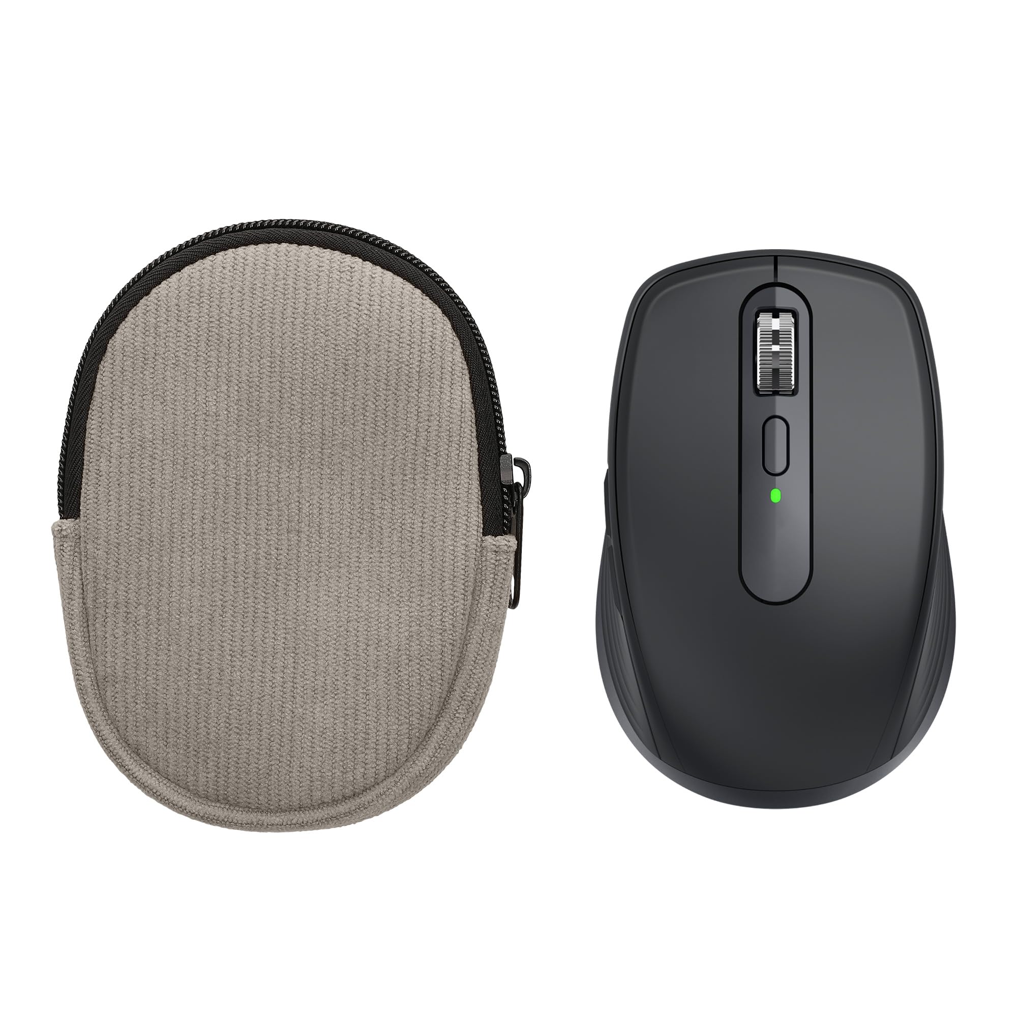kwmobile Custodia Mouse Wireless per Logitech MX Anywhere 3 / Anywhere 3S - Cover Mouse Wireless Gaming con Cerniera - Astuccio in Velluto a Coste e Neoprene - Grigio