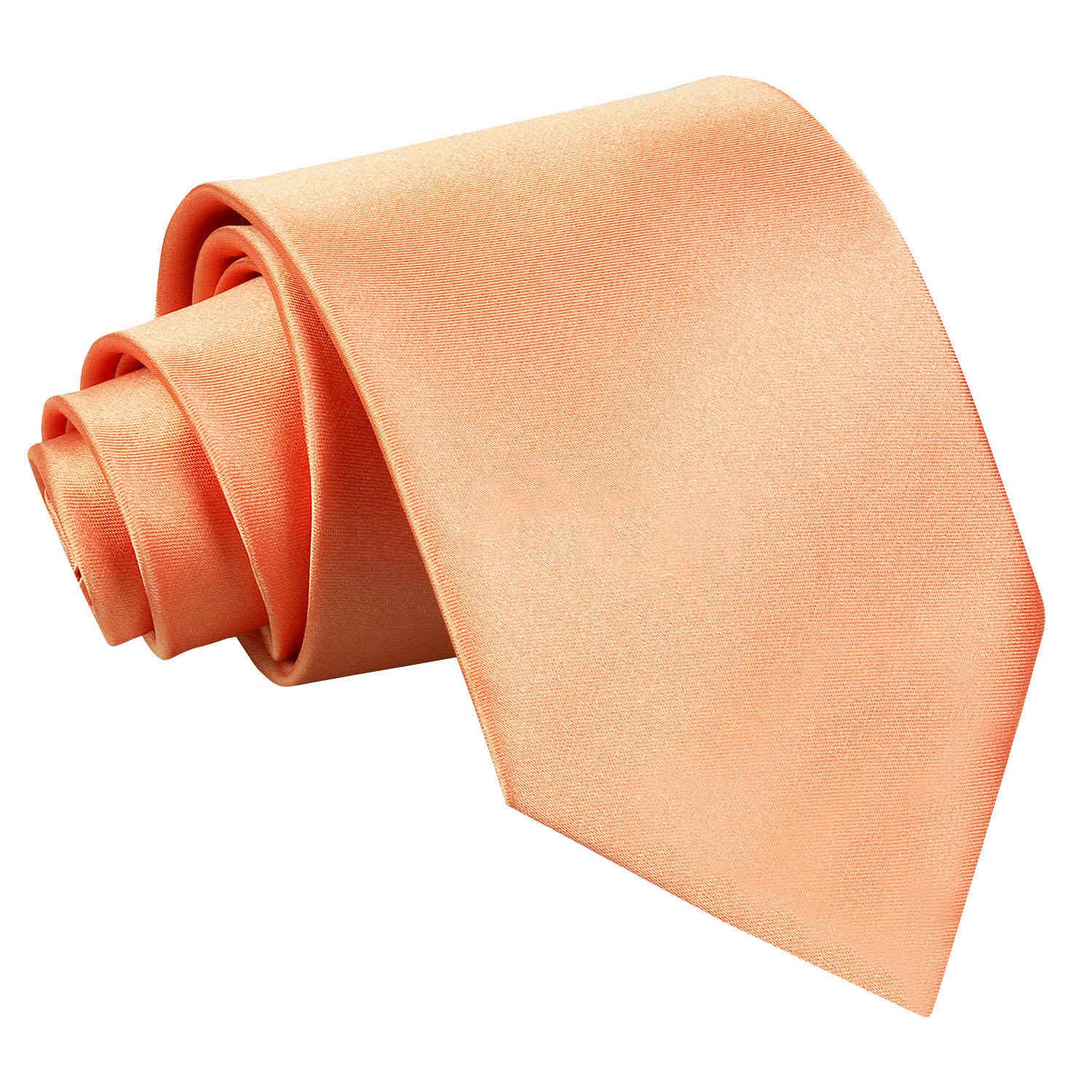 DQT Mens Plain Satin 9cm Tie – Wedding Business Formal - Coral