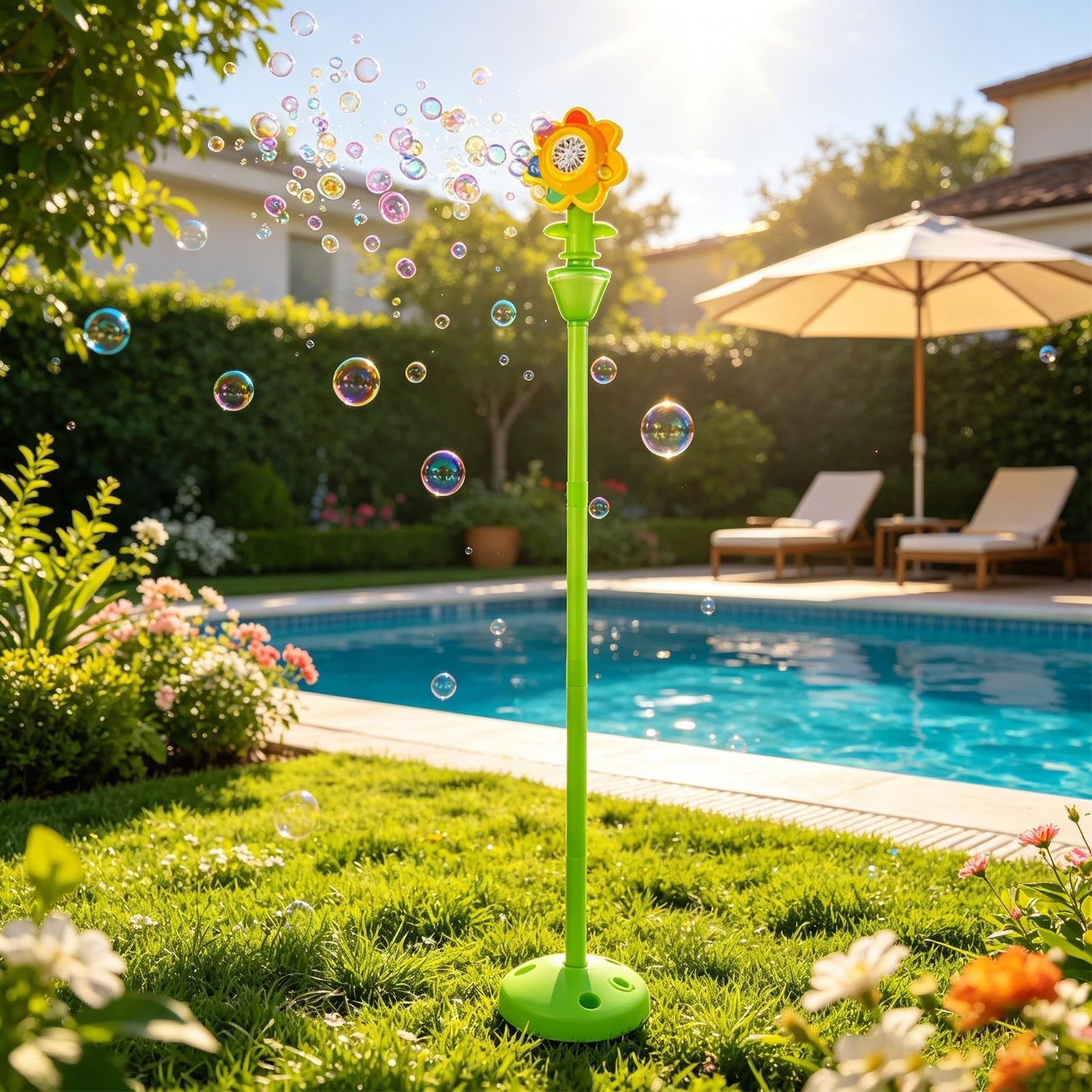 bolle automatico Giocattolo Di Intrattenimento Tema Girasole | tore Di Bolle Ad Altezza Regolabile Per Bambini, Ragazzi, Ragazze, Adulti, Giardino, Festa Di Compleanno E Matrimonio