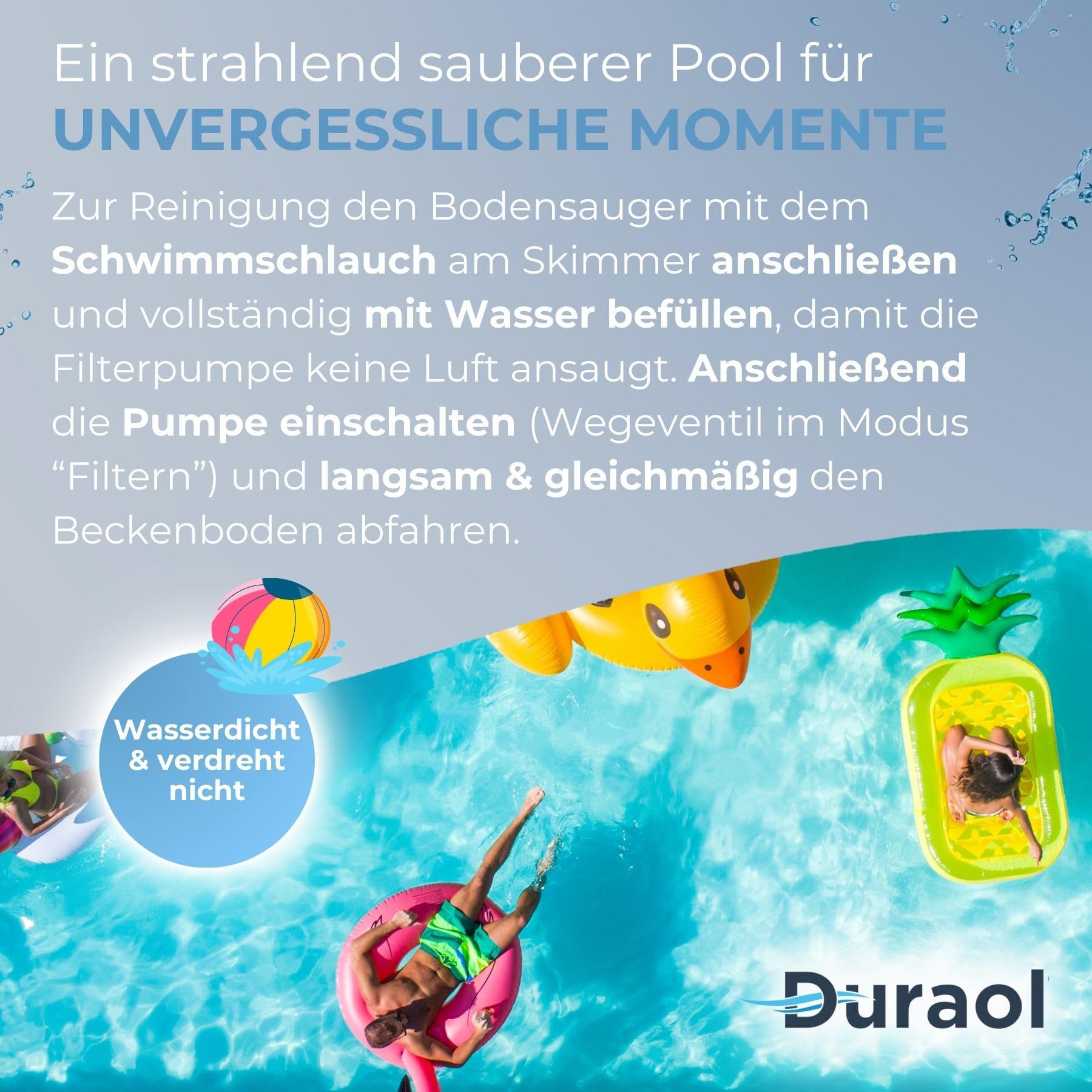 Poolschlauch 38mm I Länge 12m I Saugschlauch mit stabilen Muffen I Schwimmschlauch für Bodensauger I Pool Schlauch 38mm schwarz I Schlauch für Poolsauger I Hochwertiges Pool Zubehör