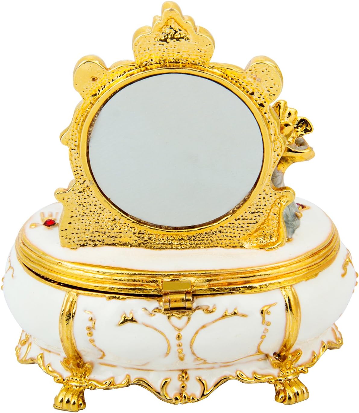 QIFU Furniture Dressing Table Hand Painted Enamel Jeweled Trinket Box Hinged, Unique Gift for Family - Image 3