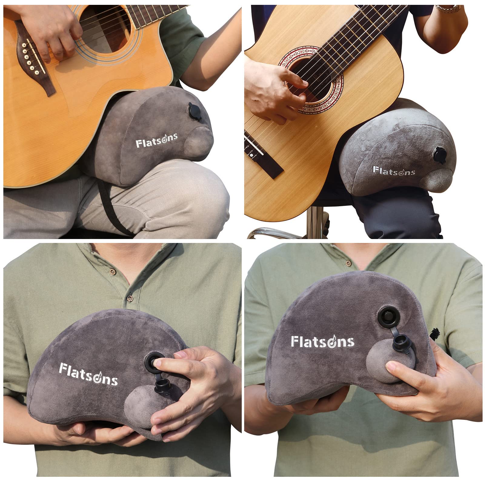 Cuscino per Chitarra Classica - Supporto per Chitarra Acustica Portatile, Grigio, Tessuto, Ergonomico, Comodo