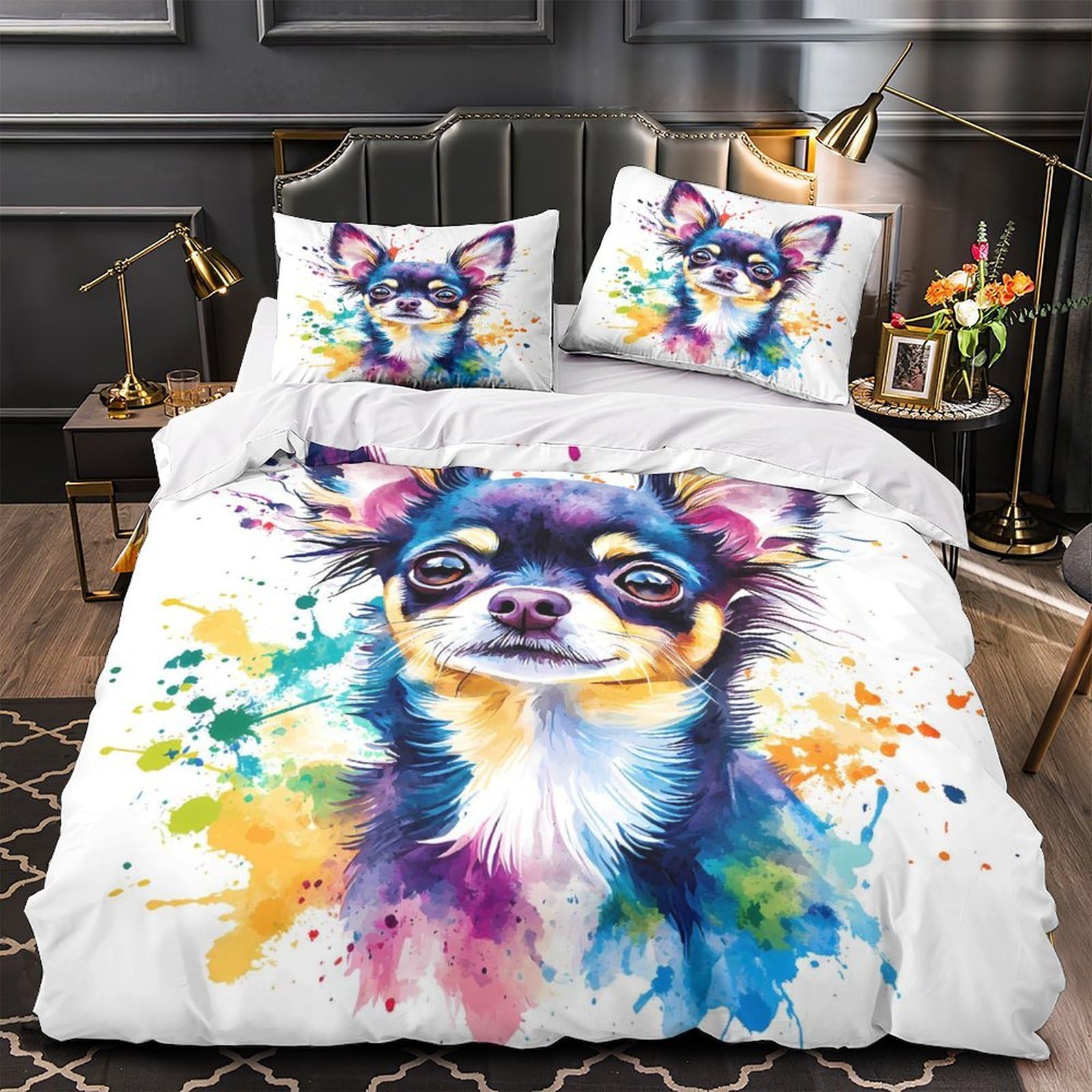 Parure de lit Chihuahua housse de couette microfibre 3D
