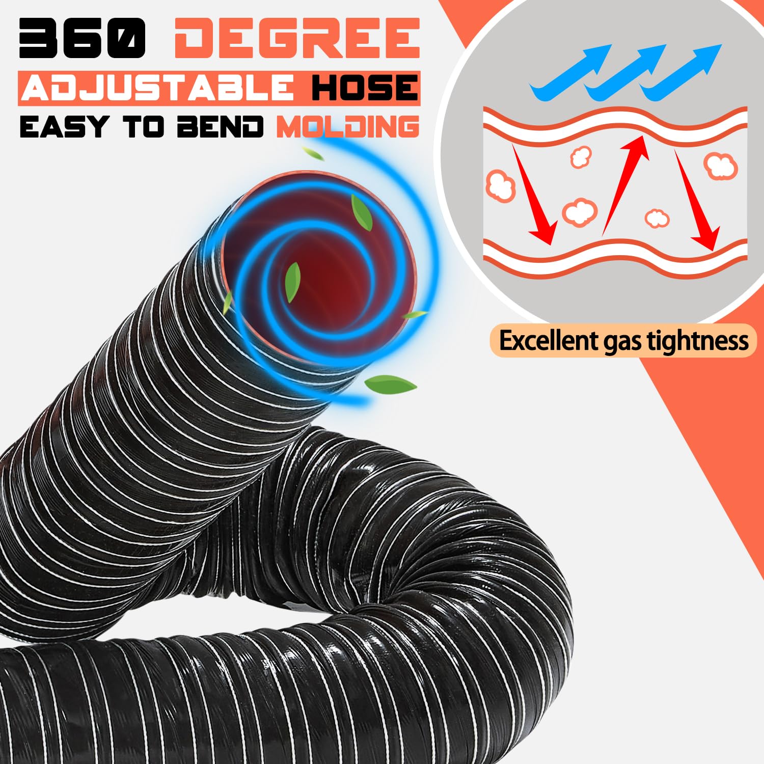 2 12 in Intake Hose Automotive Air Duct Hose Length 1 Meter 3.3 Feet Double-layer Silicone Flexible Brake Cooling Ducting Induction vacuum hose for Air System Black product thumbnail 7