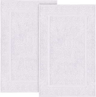 CLARA JONES Bath Mat Set - 2 Pack - White, 22x34 inch, 100% Ring-Spun Premium Combed Organic Cotton, Hypoallergenic Bath mats for Bathroom, Bath mats for tub, Shower/Bathtub Step Out Reversible Towel - coolthings.us