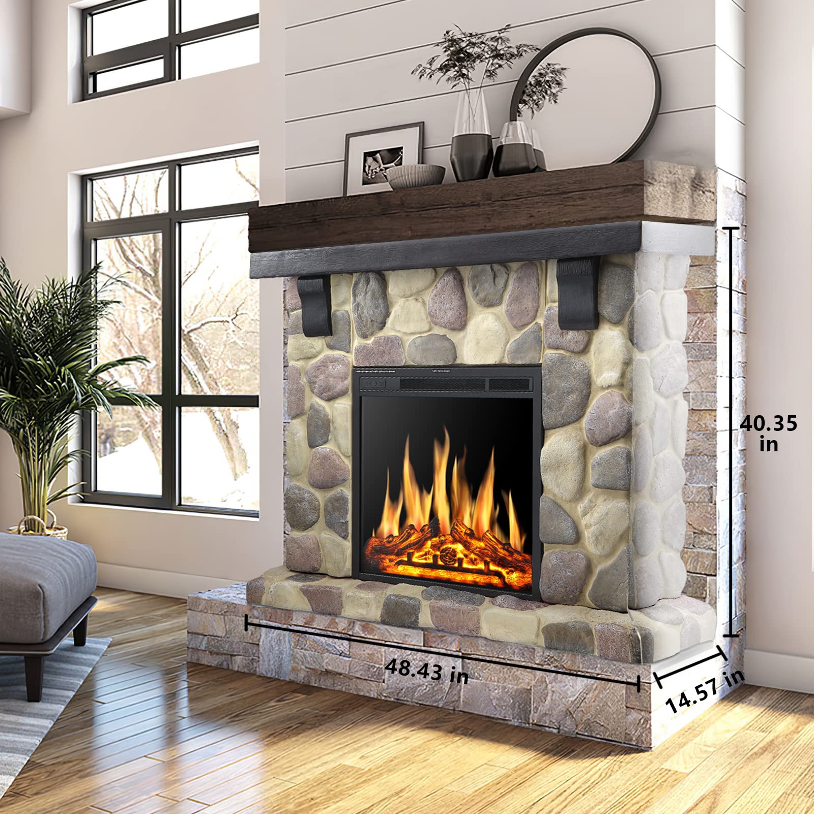 Amazon.com: R.W.FLAME Electric Fireplace Mantel Package, 48 inch  Freestanding Stone Fireplace Heater TV Stand with Remote Control, 7 Flame  Brightness Settings, 750W/1500W… : Home u0026 Kitchen