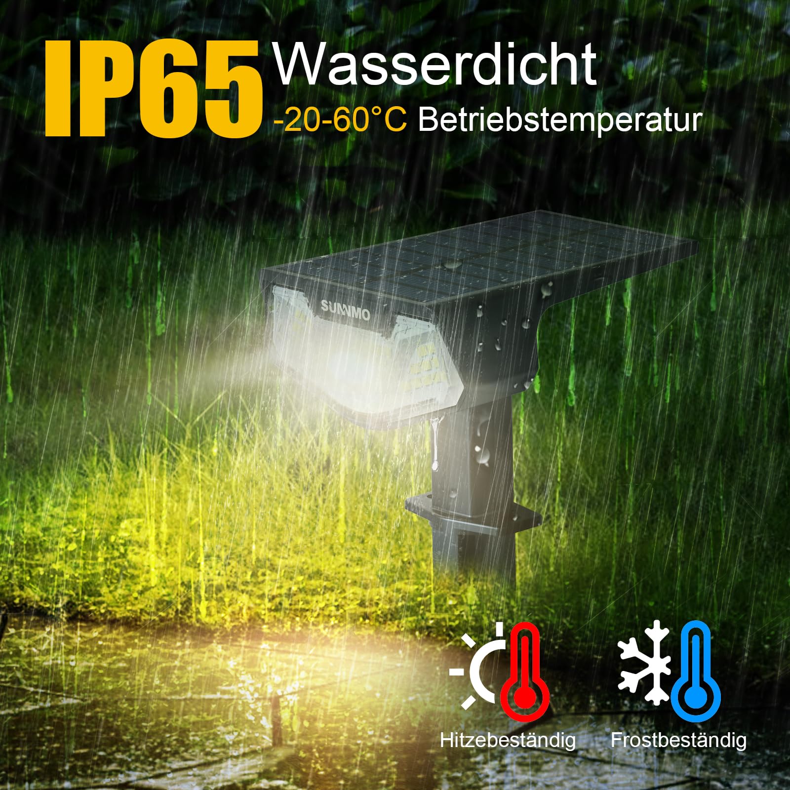 Solarlampen für Außen Garten 32 LED Solarstrahler IP65 Wasserdicht 3000K Warmweiß 4 Stück