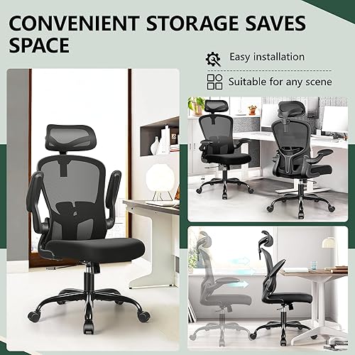 Miniatura 7 de FelixKing Silla de oficina ergonómica con reposacabezas, silla de computadora de respaldo alto con soporte lumbar ajustable y ruedas, silla