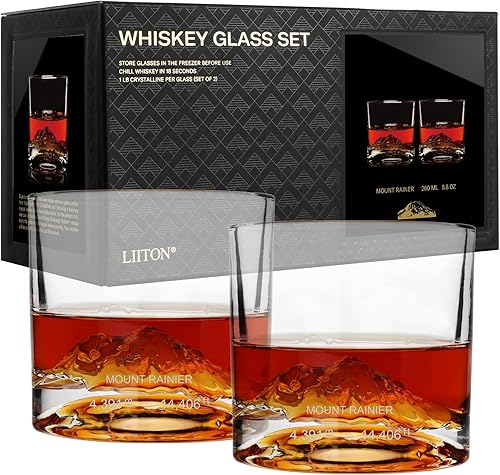 Miniatura 9 de LIITON - Juego de 4 vasos para whisky Gran Canyon Vaso de whisky pesado de estilo clásico Everest, Everest Set, Transparente
