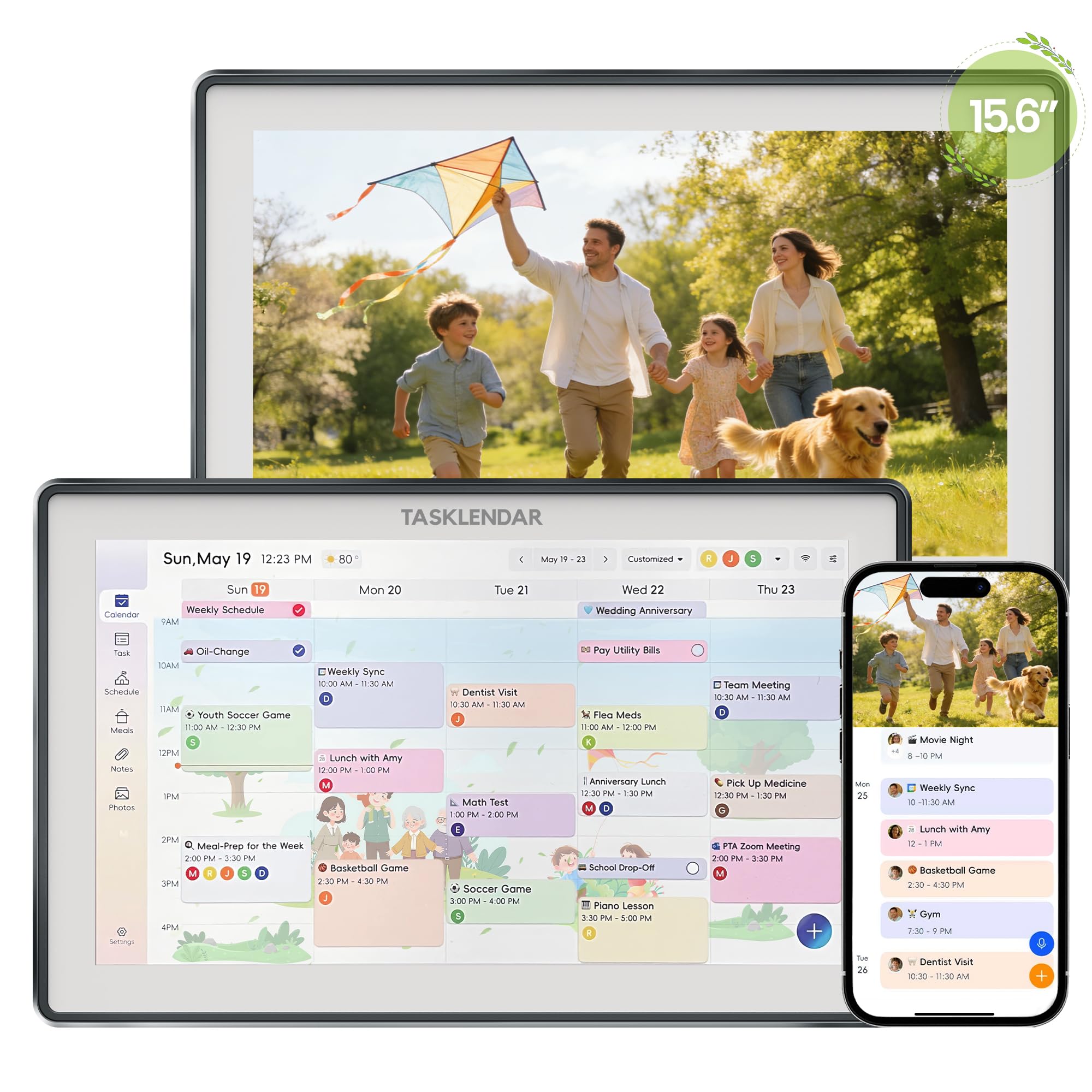15 6 Digital Calendar Frame Wall Touchscreen Electronic Calendar Smart Family Planner for Schedule Chore Chart Meals Task