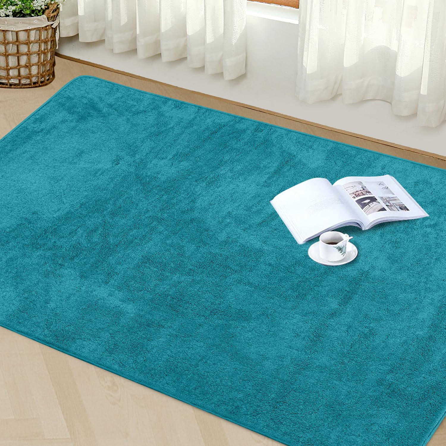 Tapis de salon vert noir Granbest 120x160 cm imitation fourrure mouton
