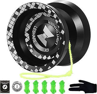 LESHAREYoyo Non-Responsive Pro X3 for Advanced yoyo Players Includes Responsive yoyo for Beginners Aluminum Yoyo for Kids + 5 yoyo Ropes + Gloves + User Instructions