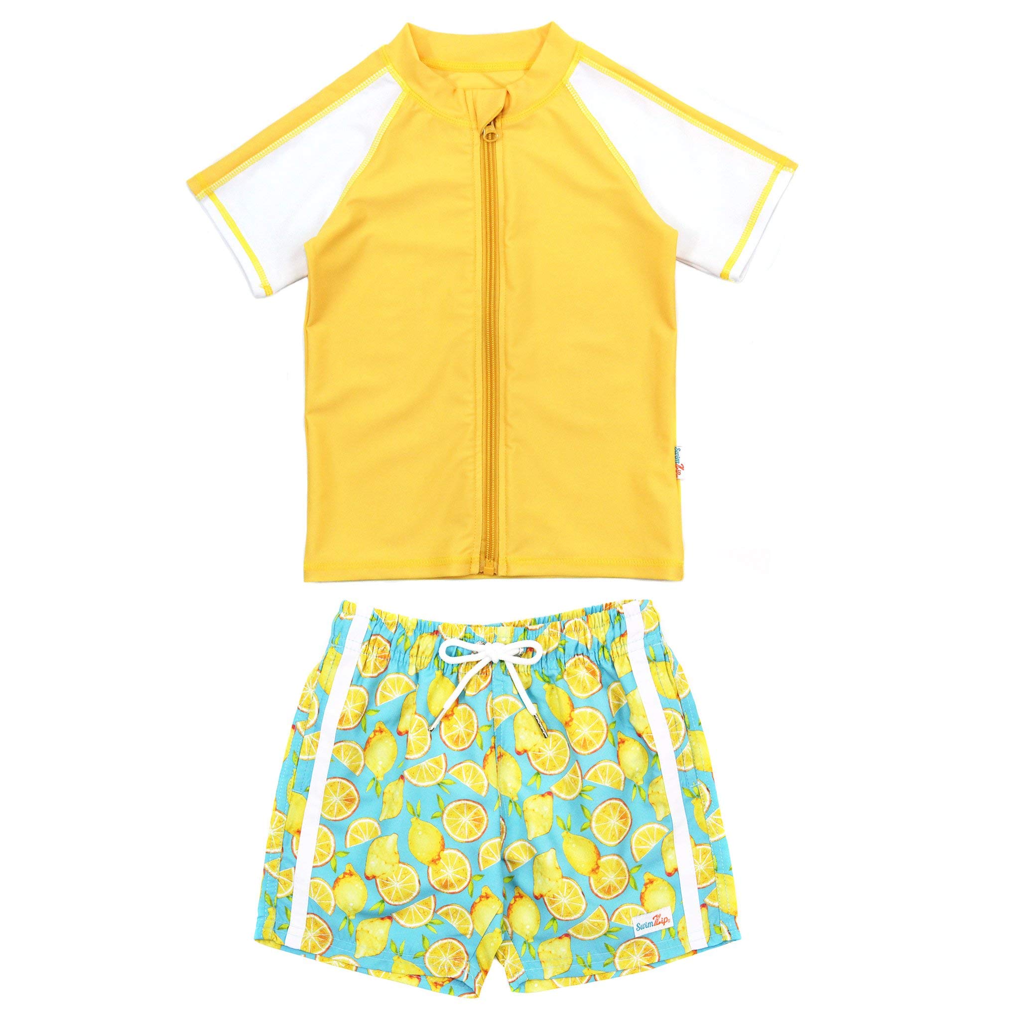 SwimZip Boys' Short Sleeve Rash Guard & Swim Shorts Set - UPF 50+ Sun Protection