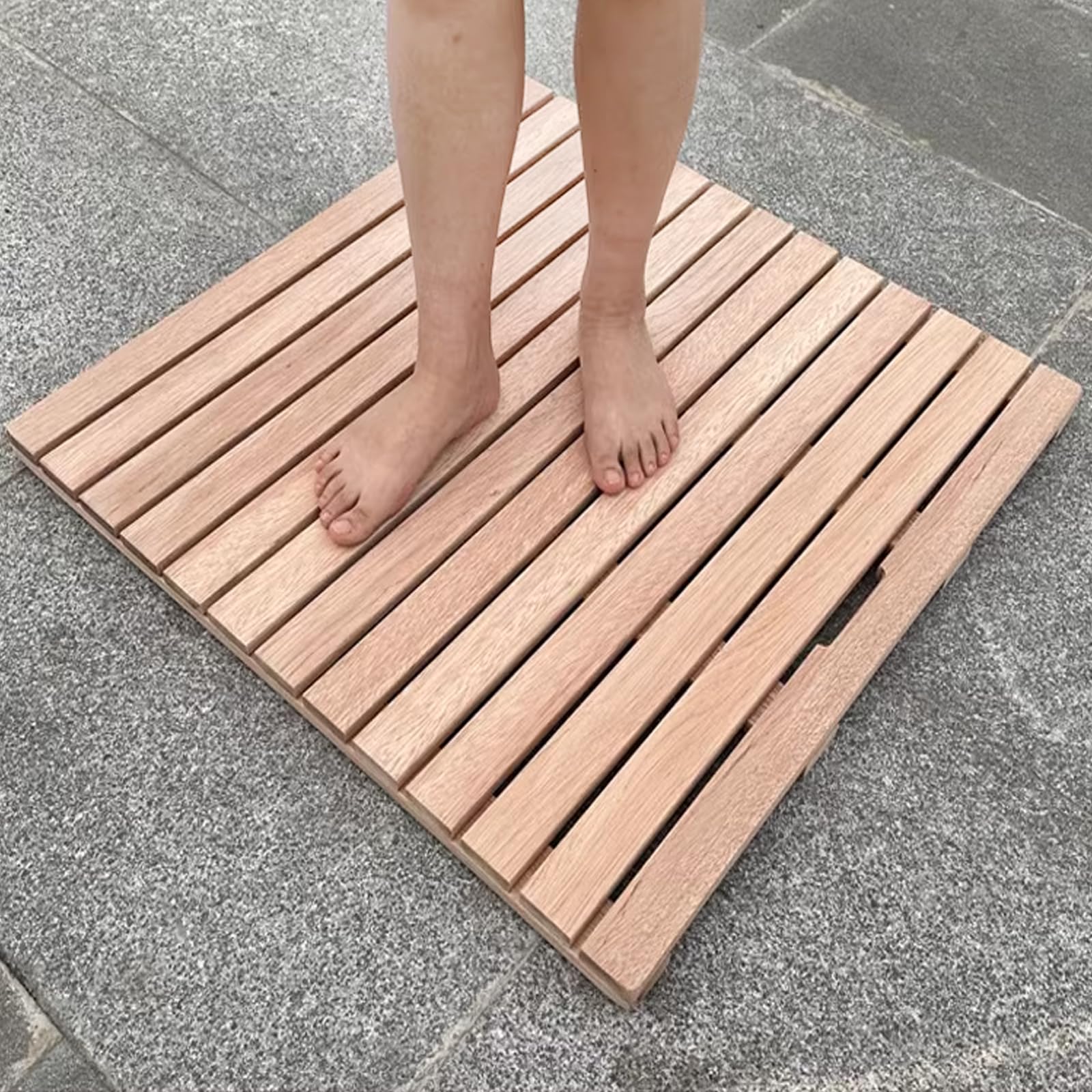 Alfombrilla de baño de madera antideslizante personalizada de bambú, impermeable, para spa, sauna, jacuzzi, piscina, 100 x 45 cm