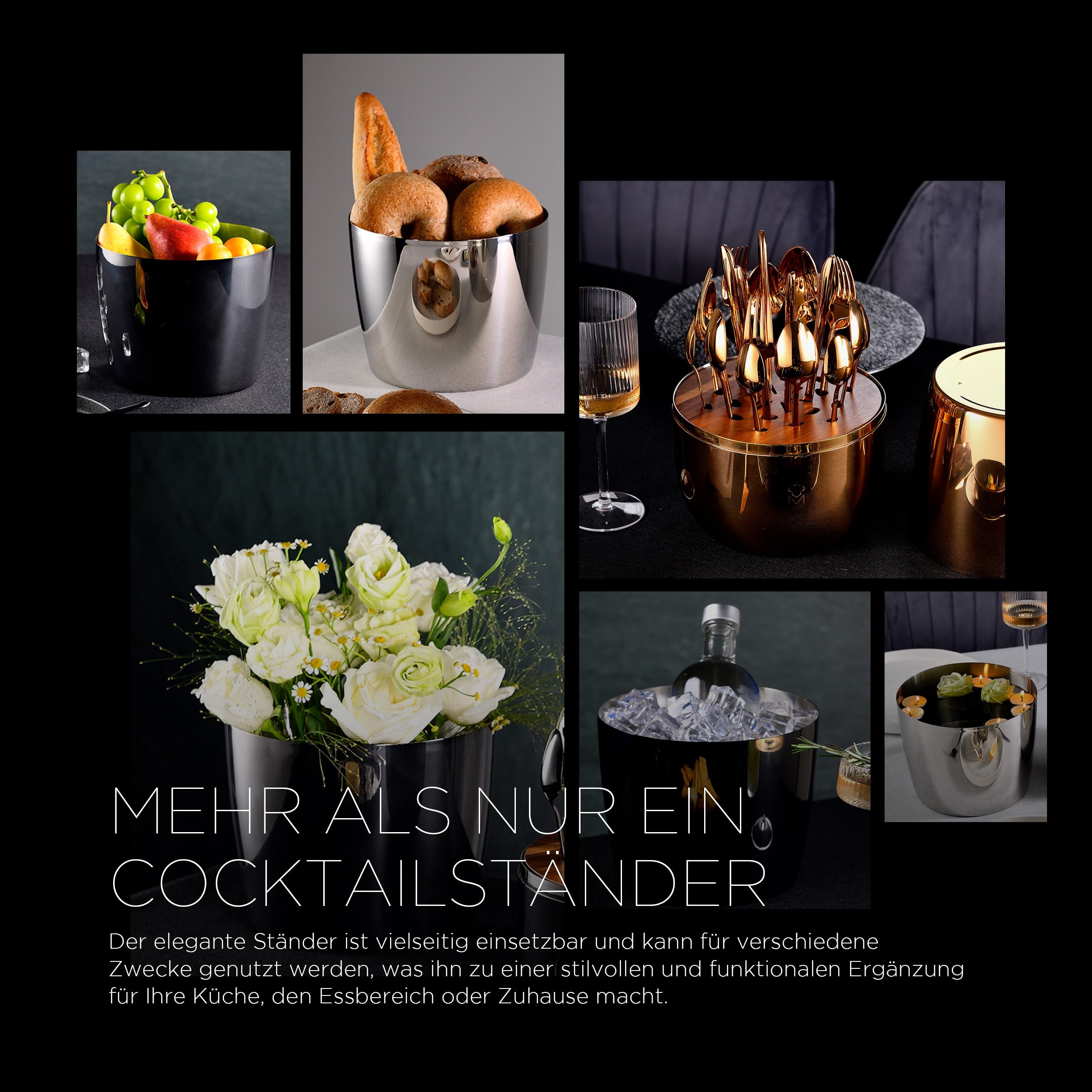 MasterPRO The Drop - 6-teiliges Cocktail-Set aus Edelstahl - mit Sieb, Flaschenöffner, langem Löffel, Cocktail-Shaker, Jigger, Zerkleinerer - stilvoll und professionell