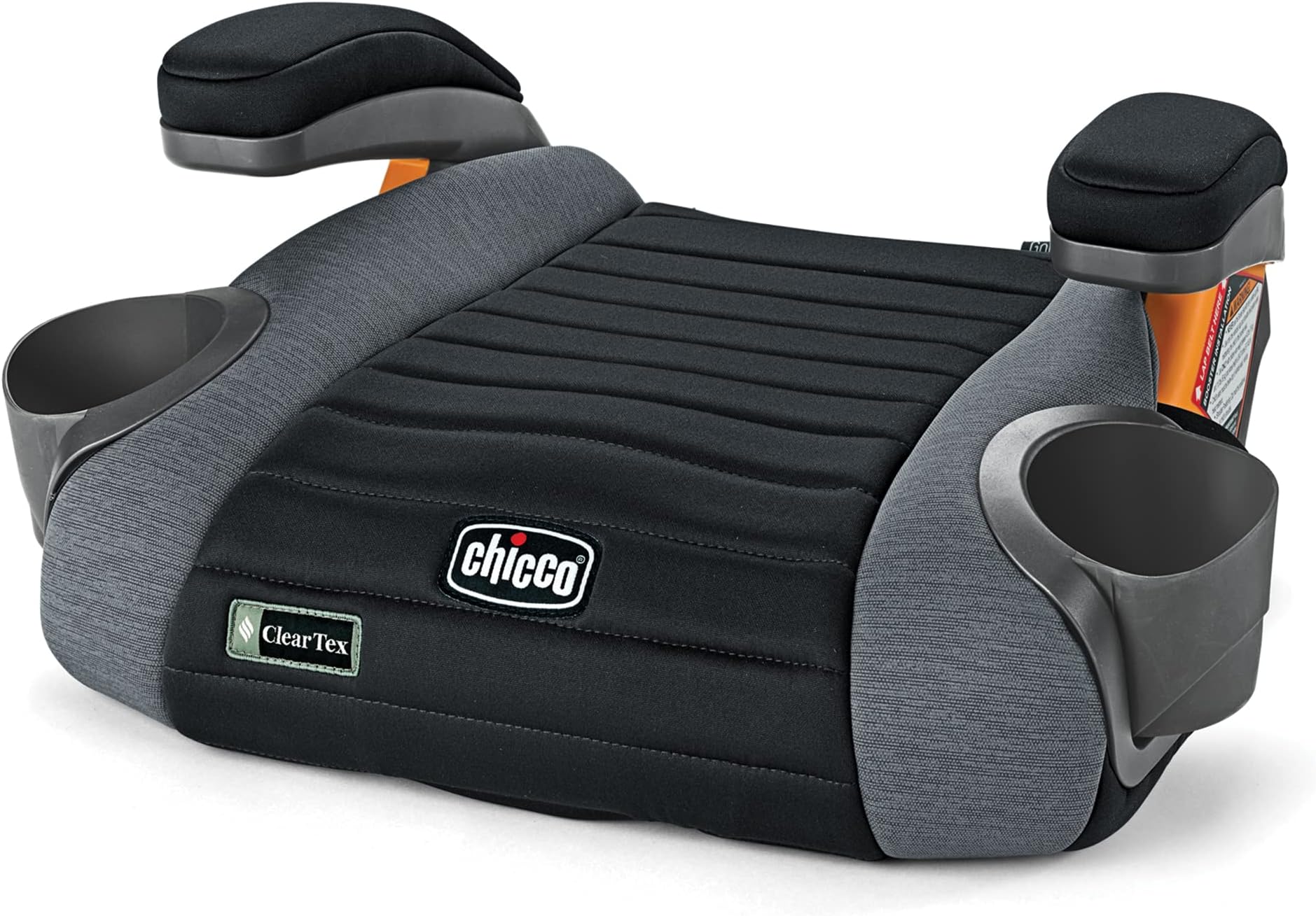 GoFit® ClearTex® Backless Booster Car Seat, Travel Booster Seat for Car, Portable Car Booster Seat for Children at Least 4 Years Old and 40-110 lbs. | Shadow/Black
