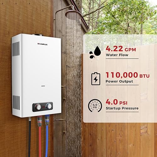 Miniatura 3 de Camplux - Calentador de agua sin tanque, calentador de agua de propano de 4.22 GPM, 16 L, calentador de agua para exteriores, calentador de agua de