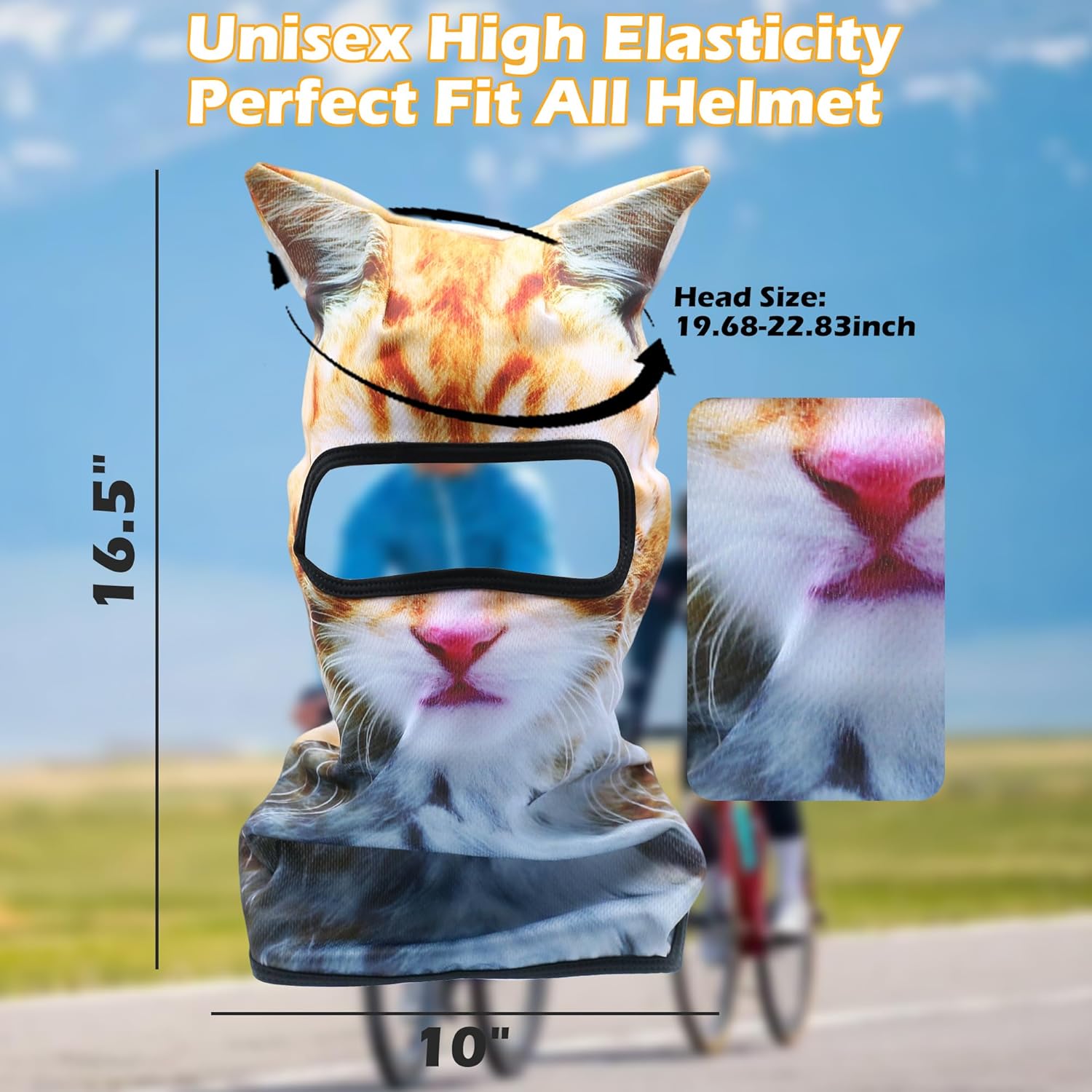 3D Cat Ski Balaclava Animal Sheisty Face Mask with Ears for Music Festivals, Raves, Ski Outdoor Activities, Halloween, Party - Image 3