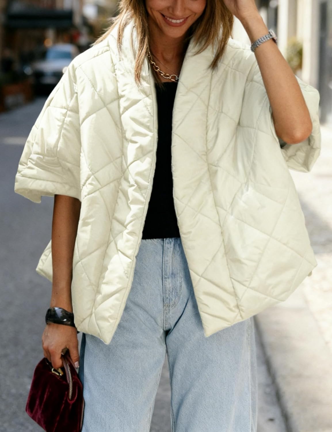 Lianlive Women Puffer Vests Casual Lightweight Oversized Padded Jacket Coat Warm Quilted Vest Outerwear with Pockets