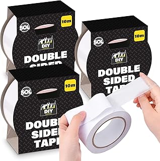 3pk Clear Extra Strong Double Sided Tape Heavy Duty | 10M x 48mm | Clear Double Sided Sticky Tape Heavy Duty | Double Sided Adhesive Tape | Heavy Duty Double Sided Tape Craft | Mounting Tape